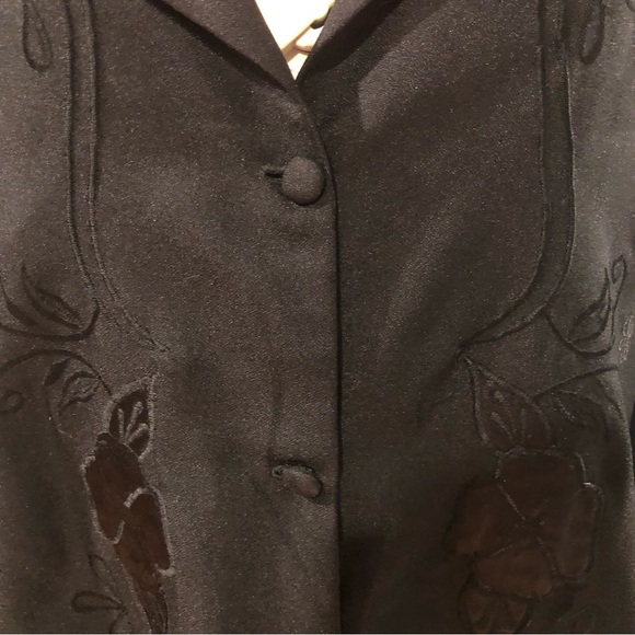 Vintage Floral Embroidered Gothic Full Length Oversized Duster / Trench Coat - Picture 10 of 16